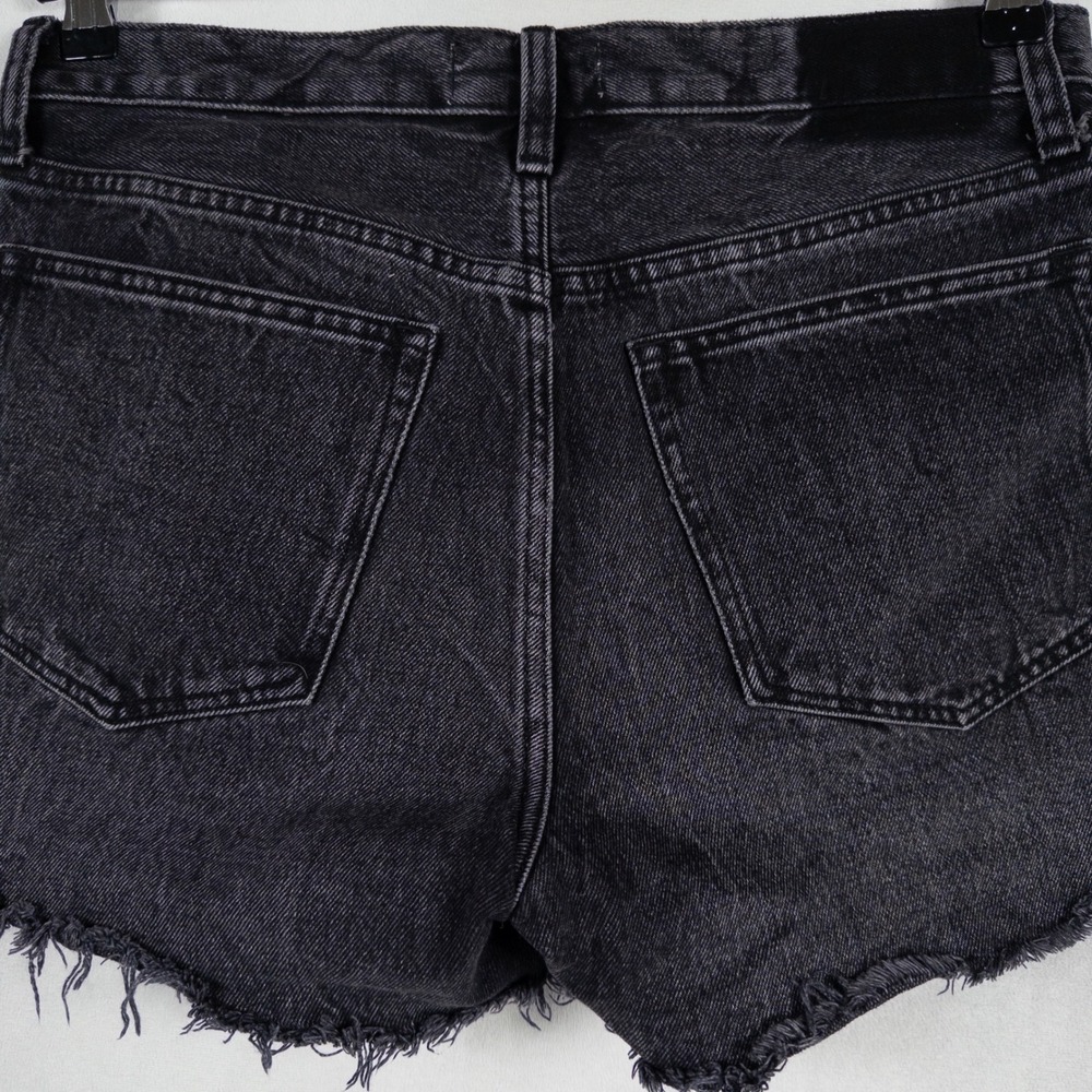 Abercrombie & Fitch Womens Mid Rise Boyfriend Shorts 28 6 Black Denim Cut Offs - Picture 4 of 10